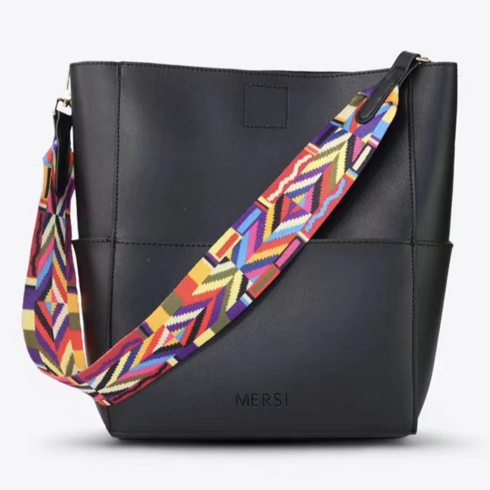 Discontinued Mersi Demi Bag, Black, never used, 2 straps, coin purse. Dust bag.